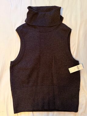 Anthropologie Pilcro High-neck Charcoal Sleeveless Turtleneck Sweater